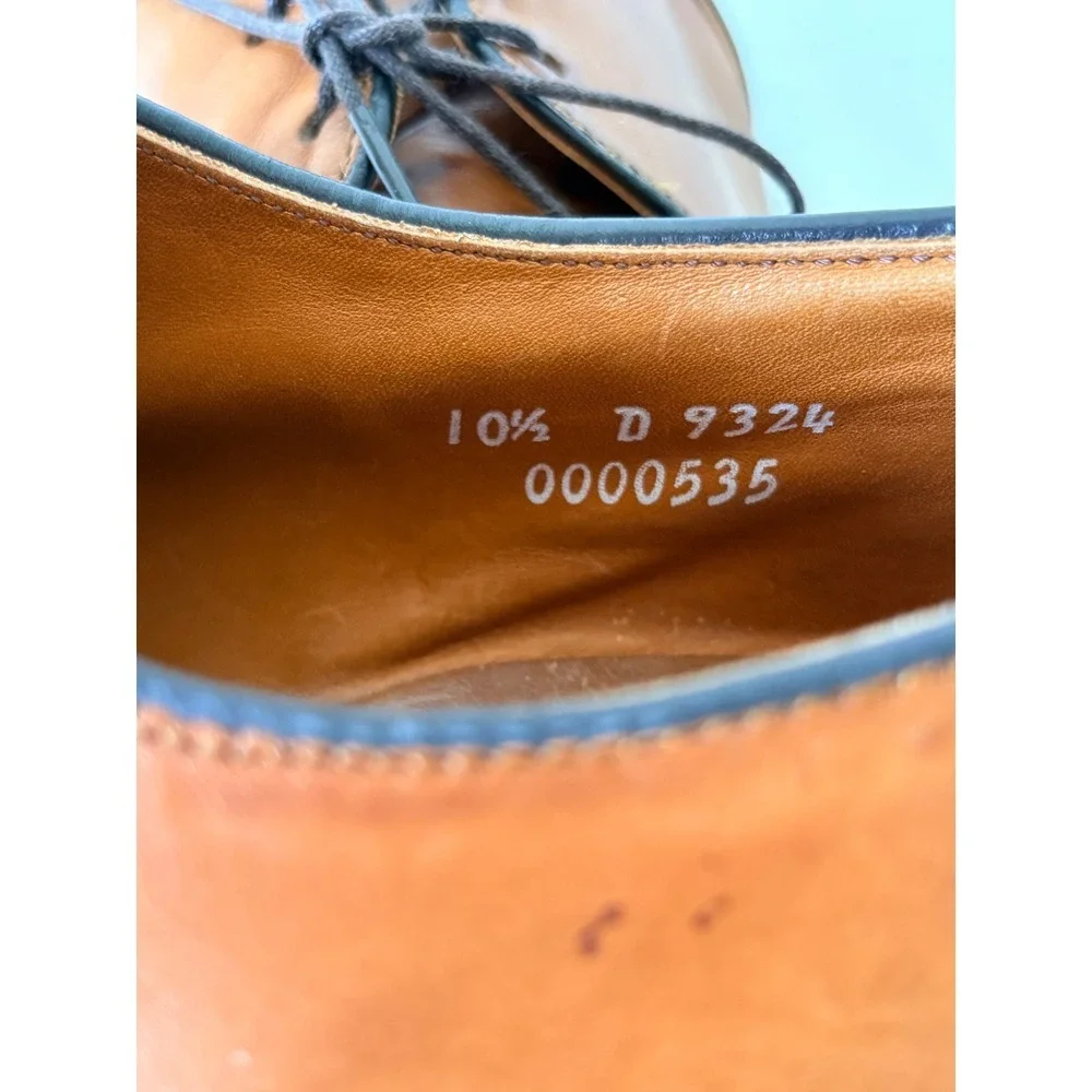 Allen Edmonds Slayton Derby Shoes 10.5 D Tan Good Split Toe Leather USA 9324